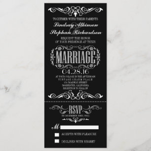 Invitation vintage chic de billet de mariage