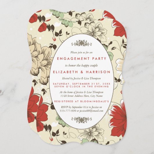 Invitation Vintage Chic Floral (Devant / Derrière)