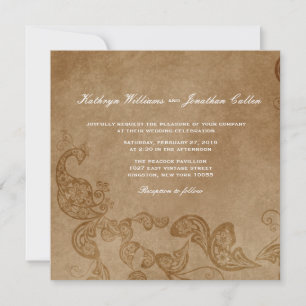 Invitation Vintage Chic Floral White Peacock Wedding Invite