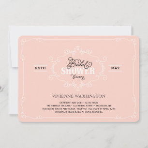 Invitation Vintage Chic Flourish rose Fête des mariées Invita