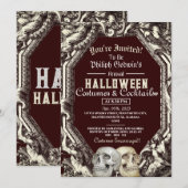 Invitation Vintage Chic Gothique Crâne Halloween Costume Part (Devant / Derrière)