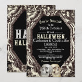 Invitation Vintage Chic Gothique Crâne Halloween Costume Part (Devant / Derrière)