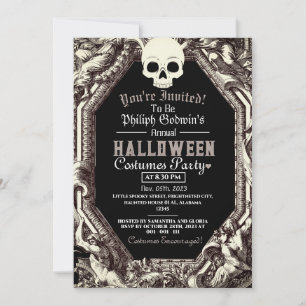 Invitation Vintage Chic Gothique Dark Halloween Costume Party