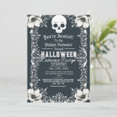 Invitation Vintage Chic Gothique Dark Halloween Costume Party (Debout devant)