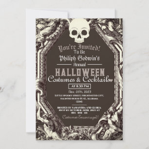 Invitation Vintage Chic Gothique Dark Halloween Costume Party