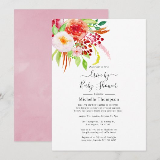 Invitation Vintage Chic Rustic Charm Drive Par Douche (Devant / Derrière)