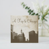 Invitation vintage Chicago Skyline Artwork (Debout devant)