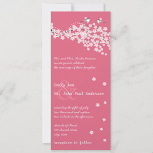 Invitation Vintage chickadee en fleur de cerisier Mariage dam