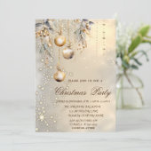 Invitation Vintage Christmas Balls Gold Christmas Party (Debout devant)
