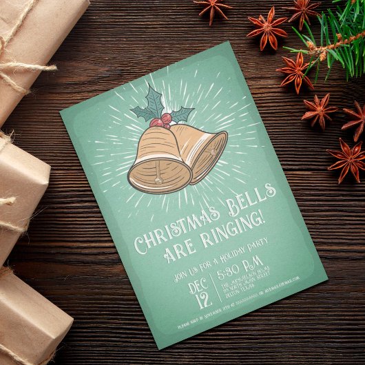 Invitation Vintage Christmas Bells Fête
