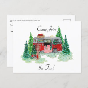 Invitation Vintage Christmas Camper Party