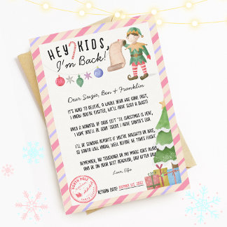 Invitation Vintage Christmas Elf Return Letter for Children