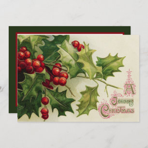 Invitation Vintage Christmas Holly ajouter des informations