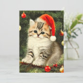 Invitation Vintage Christmas Kitten (Debout devant)