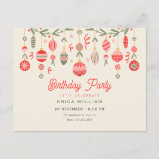 Invitation Vintage christmas ornament birthday