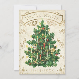 Invitation Vintage Christmas Tree