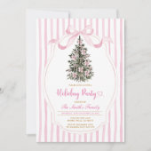 Invitation Vintage Christmas Tree Pink Bow Holiday Party  (Devant)