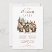 Invitation Vintage Christmas Village Party (Devant)