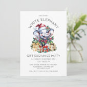 Invitation Vintage Christmas White Elephant échange de cadeau (Debout devant)