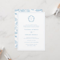 Vintage ciel bleu crête Monogramme Mariage