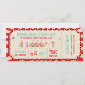 Invitation Vintage Circus Animal Ticket Carnival Baby shower (Devant)