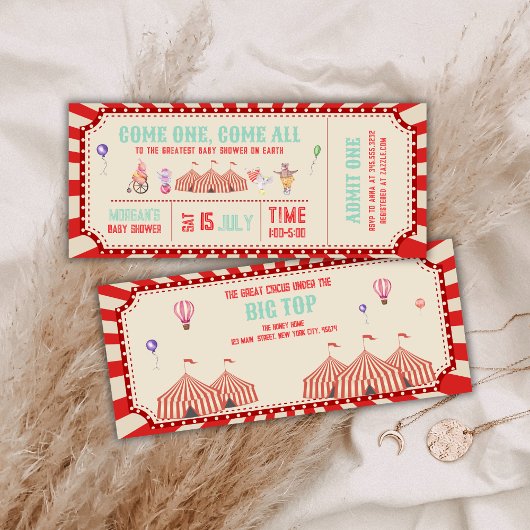 Invitation Vintage Circus Animal Ticket Carnival Baby shower