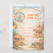 Invitation Vintage Circus Baby Shower (Devant)