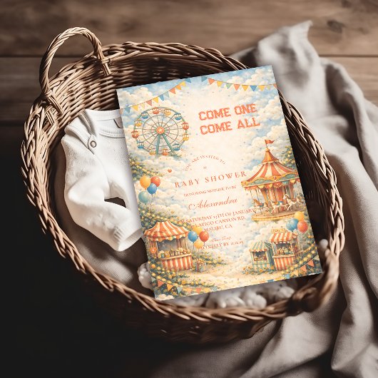 Invitation Vintage Circus Baby Shower