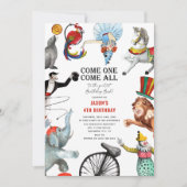 Invitation Vintage Cirque Thème Anniversaire de enfant Invita (Devant)