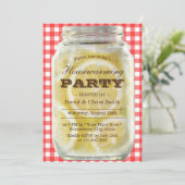 Invitation Vintage Citrons Jar Plaid Red House Party (Debout devant)