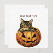 Invitation Vintage Citrouille d'Halloween Kitty (Devant / Derrière)