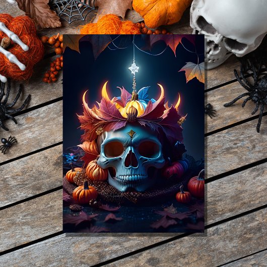 Invitation vintage citrouille gothique et crâne halloween éff