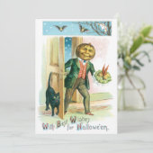 Invitation Vintage Citrouille romantique Halloween (Debout devant)