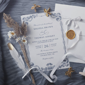 Invitation Vintage Classic Elegant Budget QR Code Wedding