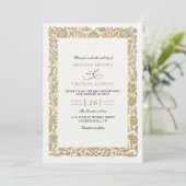 Invitation Vintage Classic Gold Budget QR Code Wedding (Debout devant)