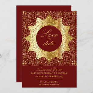 Invitation Vintage Classic Gold Enregistrer La Date Invitatio