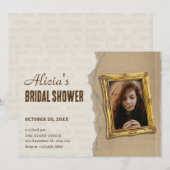 Invitation Vintage classique art photo nuptiale douche (Devant / Derrière)