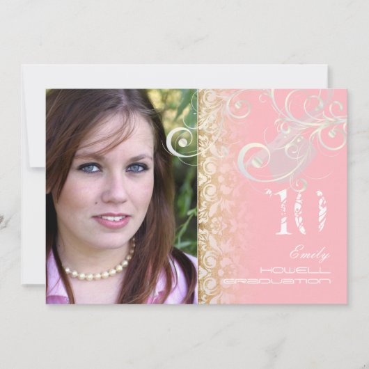 Invitation Vintage classique/Grunge/Swirls/Damask/Graduations (Devant)