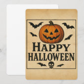 Invitation Vintage/classique Happy Halloween jack-o-lantern (Devant / Derrière)
