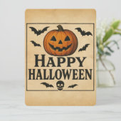 Invitation Vintage/classique Happy Halloween jack-o-lantern (Debout devant)