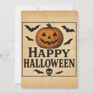 Invitation Vintage/classique Happy Halloween jack-o-lantern