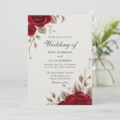 Invitation Vintage classique Rouges romantiques Mariage (Debout devant)