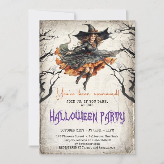 Invitation Vintage classique traditionnel aquarelle effrayant (Devant)