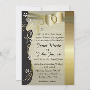 Invitation Vintage Classy Gold Heart Wedding Collection