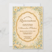 Invitation Vintage Coastal Daisy Quinceañera (Devant)