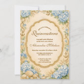 Invitation Vintage Coastal Hydrangea Quinceañera (Devant)