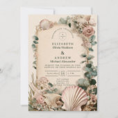 Invitation Vintage Coastal Shell Romance Wedding (Devant)