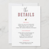 Invitation Vintage Cocktail Bachelorette Party Itinéraire (Dos)