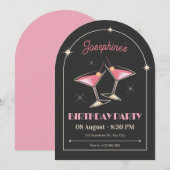 Invitation Vintage Cocktail fête étincelante (Devant / Derrière)