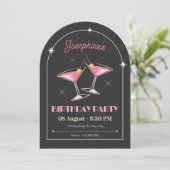 Invitation Vintage Cocktail fête étincelante (Debout devant)